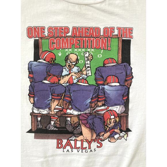 Vintage Bally's Los Vegas T-Shirt Mens XL Nevada Adult Funny Football White - Picture 1 of 10